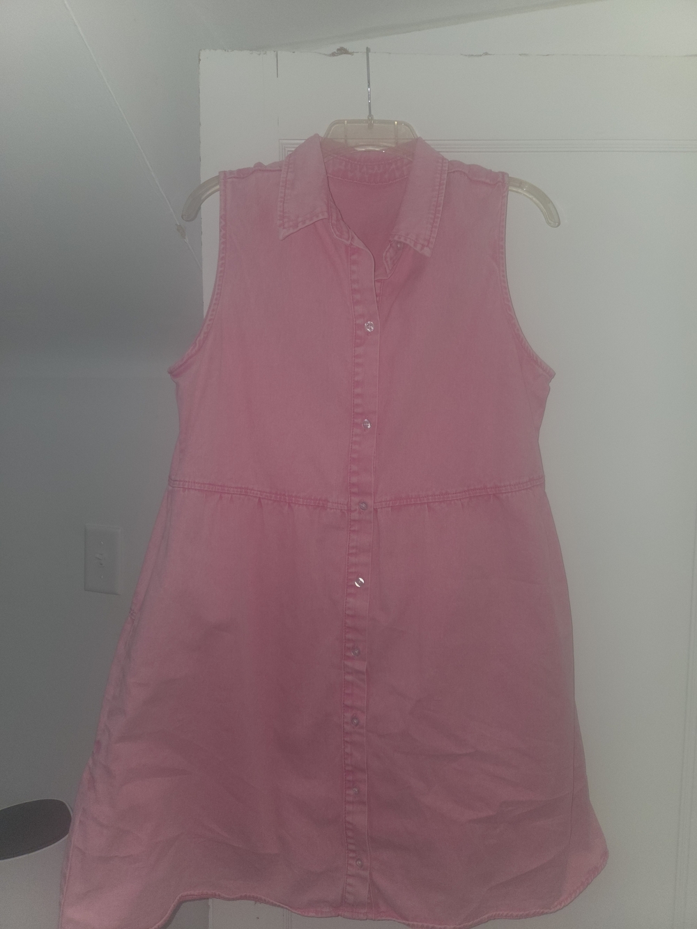 Sleeveless Pink Button-Front Tunic Dress